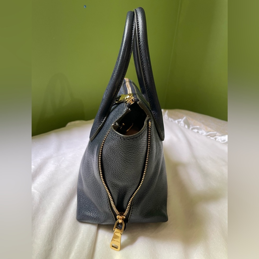 Miu Miu Navy Small Tote Bag w/ Crossbody Strap 💙 - Picture 3 of 11